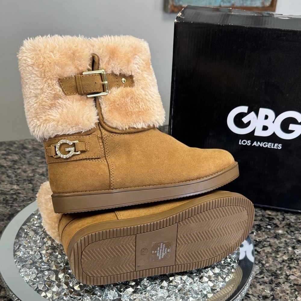 GBG Los Angeles Aleya Fur ankle Boots NEW 5.5 - Picture 10 of 13